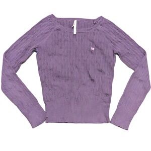Aeropostale Purple Cable Knit Long Sleeve Scoop Sweater Womens L Large Y2K 00s